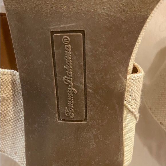 Tommy Bahama Trista Linen Block Heel Sandals 8.5 Nautical Coastal Buckle summer - Picture 9 of 9